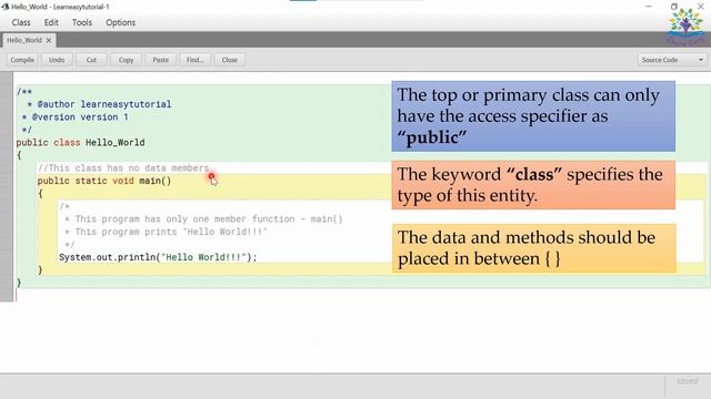 Basic structure of a program for beginners| Learn Java with Learneasytutorial смотреть онлайн