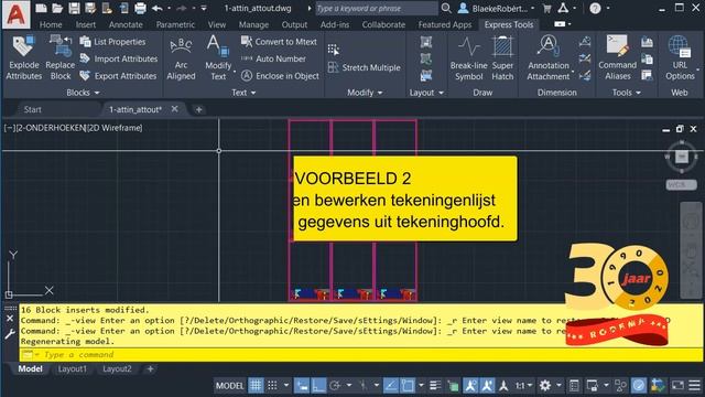 ATTIN_ATTOUT, Data uit AutoCAD exporteren, bewerken in Excel en terug importeren in de tekening. смотреть онлайн