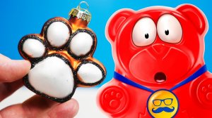 Вот что осталось от кота на новый год |Микро сладкая вата и медедь Валера