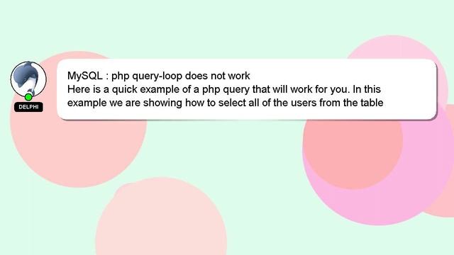 MySQL : php query-loop does not work смотреть онлайн