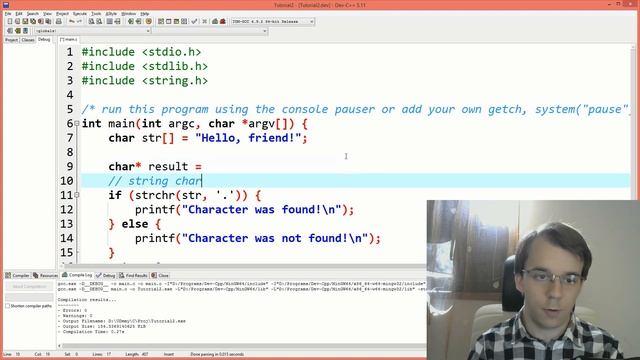 Finding a character inside a string in C смотреть онлайн