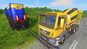 Автомобили против цепи - BeamNG Drive #1