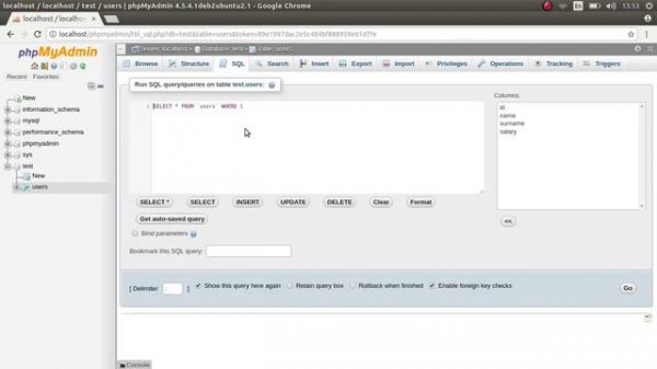 Работа с PhpMyAdmin