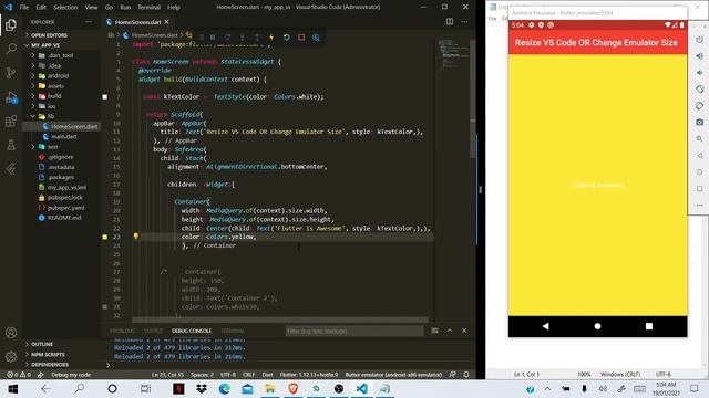 Resize VSCode & Android Emulator To run side by side смотреть онлайн