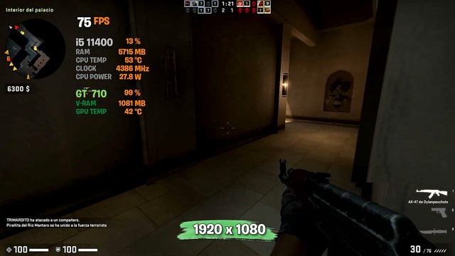 ✅ Jugando CSGO con GeForce GT 710 ? 1080p | 900p | 720p | 1024x768 ? 2021 ? смотреть онлайн
