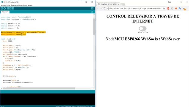 ☁️ IOT NodeMCU ESP8266 - Control de Foco Relay WebSocket WebServer смотреть онлайн