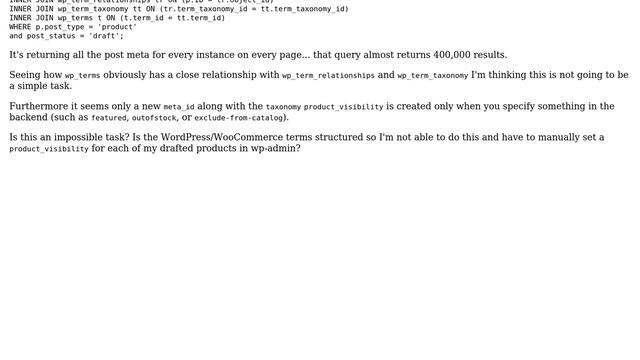 Wordpress: Setting All Drafts to 'exclude-from-catalog' in WooCommerce смотреть онлайн