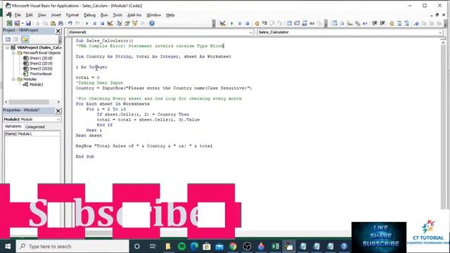 Excel VBA -Compile Error: Statement invalid outside Type Block | VBA Error Fixing смотреть онлайн