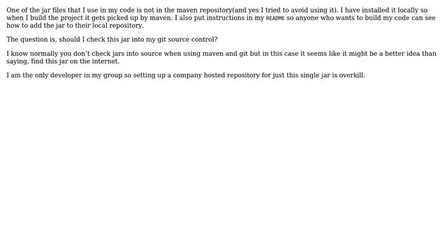 If a dependency is not in the maven repository should I add it to source control? смотреть онлайн
