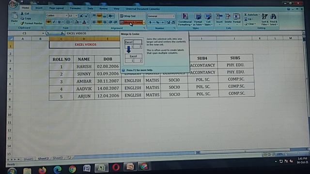 M.S. EXCEL - VIDEO 2 | TEXT ALIGNMENTS | MERGING & WRAP TEXT | INSERT ROW & COLUMN смотреть онлайн