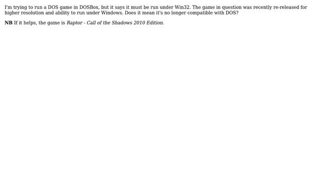 Ubuntu: DOSBox says the program must be run under Win32 смотреть онлайн
