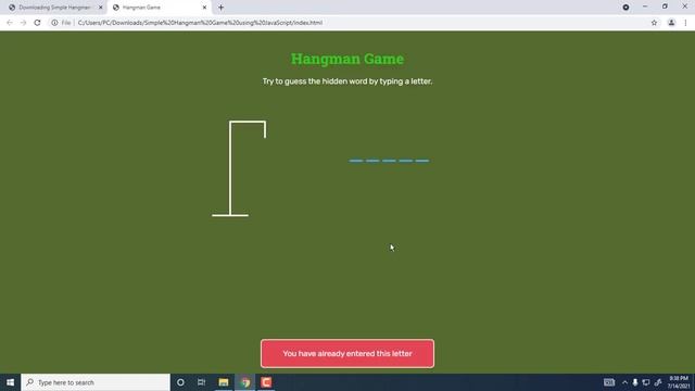 Simple Hangman Game using JavaScript смотреть онлайн