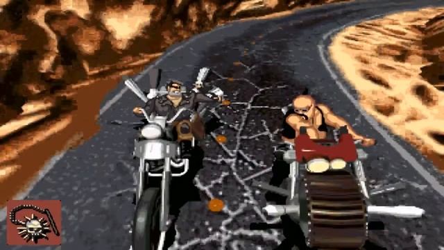 Игра "Полный Газ" 1995 (рус) Прохождение #4 (драки на мотоциклах, вход в пещеру, полет через мост) смотреть онлайн