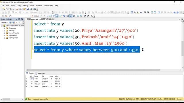 Use of Between Operator With Select Query [SQL-Between] [HINDI] Tutorial-12 смотреть онлайн
