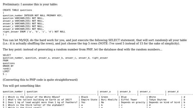 Databases: How to select random and unique records from mysql (in php language)? (2 Solutions!!) смотреть онлайн