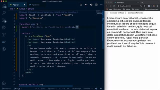useState example by building a text-size changer: Small steps on React смотреть онлайн