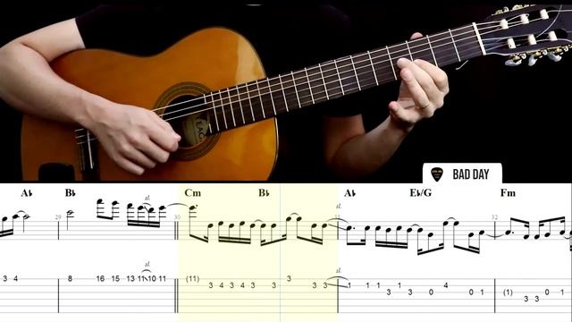 BAD DAY Guitar Tabs Tutorial (Daniel Powter) смотреть онлайн