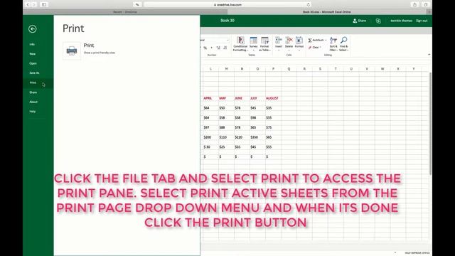 HOW TO PRINT ACTIVE SHEETS IN EXCEL ONLINE ONEDRIVE смотреть онлайн
