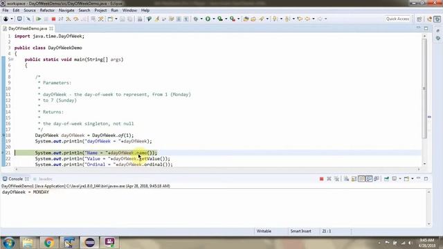 How to use of(int dayOfWeek) method of DayOfWeek Enum? | Java 8 Date and Time | Java Date and Time смотреть онлайн