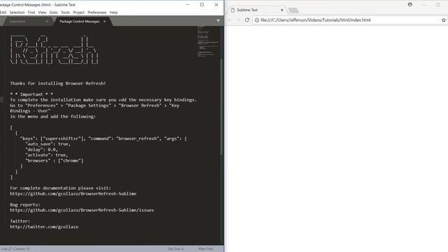 Instalacion de Sublime Text y Browser Refresh смотреть онлайн