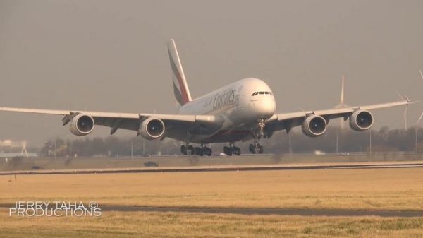 Emirates A380 - Music Video - Beautiful Landing At Amsterdam Schiphol