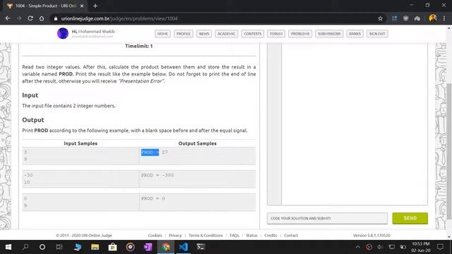 URI Solution in Python: 1004 - Simple Product | Python | URI Solution смотреть онлайн