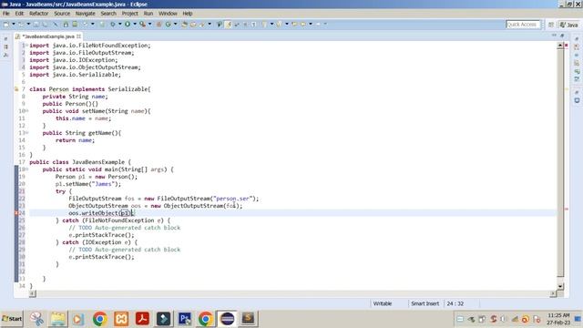 Serialization of Objects in Java | Storing & Retrieving Java Objects from File | Java Bean Storage смотреть онлайн