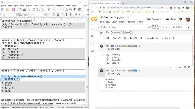 python 18 Construções especiais para loop Enumerate() Zip() смотреть онлайн