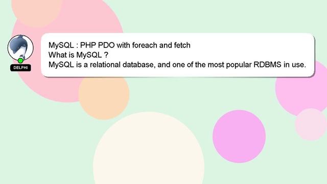 MySQL : PHP PDO with foreach and fetch смотреть онлайн