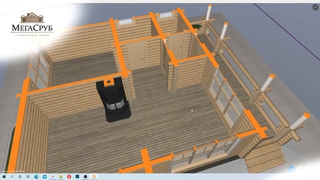 3D модель сруба 8 х 10, площадь 70 кв.м. смотреть онлайн