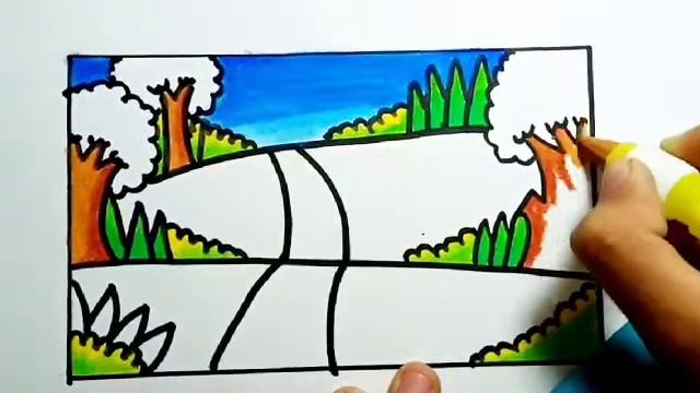 How To Draw Forest Scenery Very Easy | Drawing Forest Scenery Very Easy For Beginners смотреть онлайн
