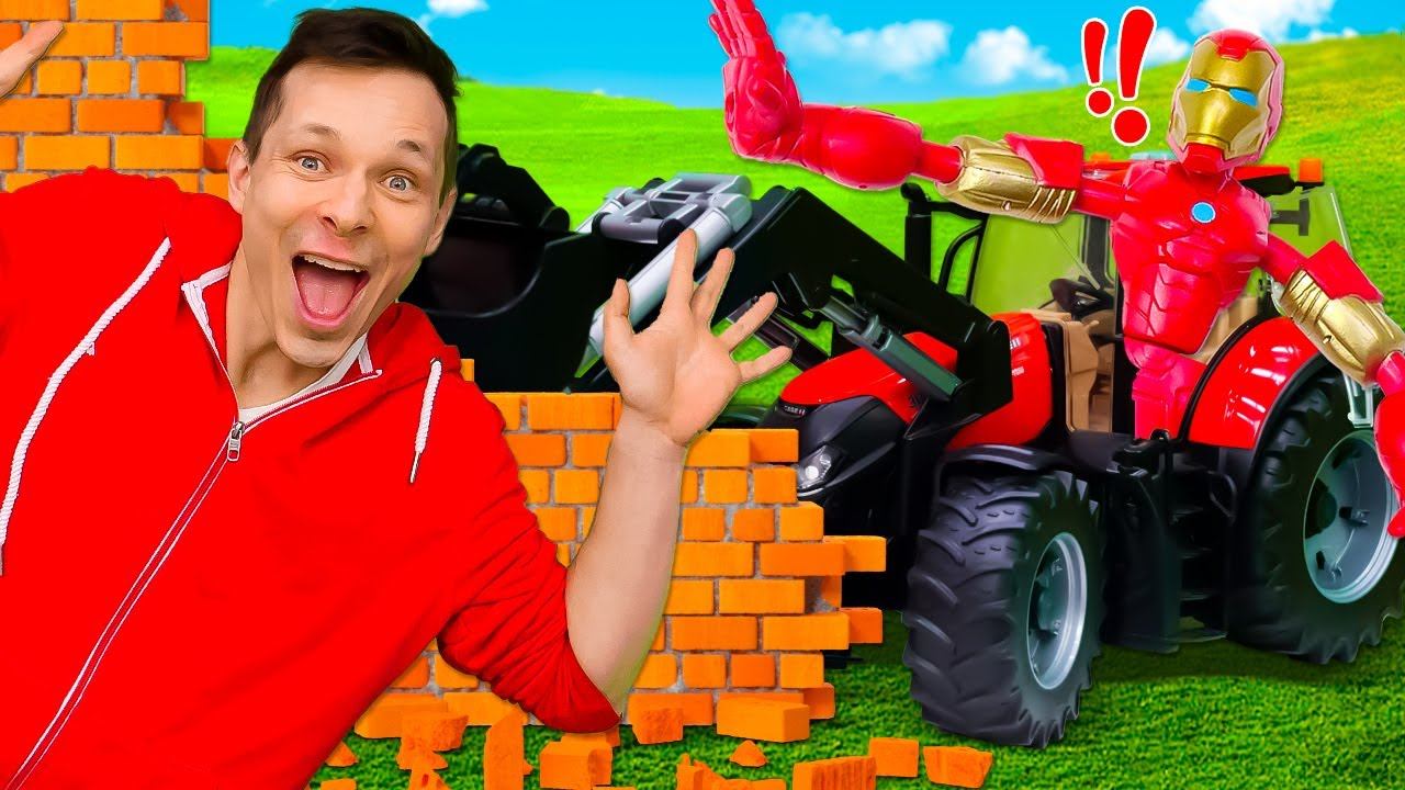 Видео для мальчиков - Железный Человек проверяет машину прочность! Супергерои Марвел и машинки смотреть онлайн