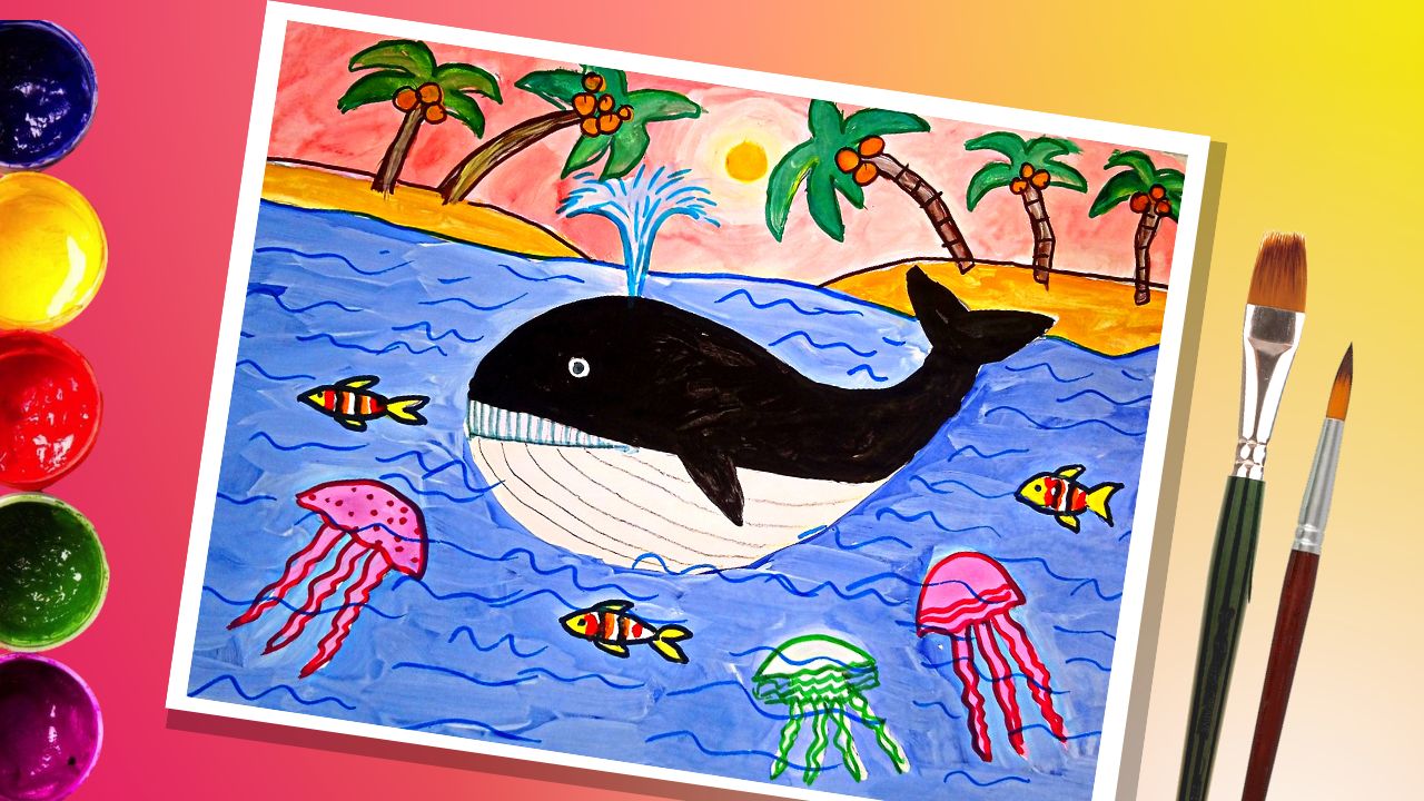 Как нарисовать кита Простые рисунки для детей #кит #океан #рисуемокеан #морскиеобитатели смотреть онлайн