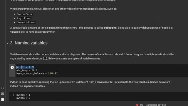 Naming Variables - Python смотреть онлайн
