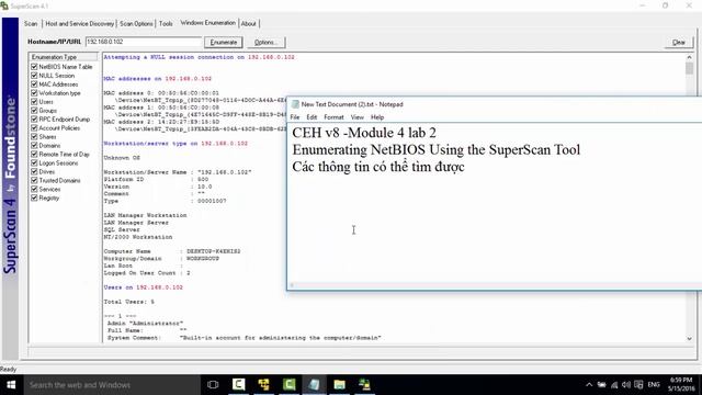 Module 4 - Lab 2 - Enumerating NetBIOS Using the SuperScan Tool смотреть онлайн