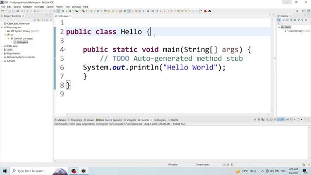 First Java Program in Eclipse l Java Hello World Program смотреть онлайн