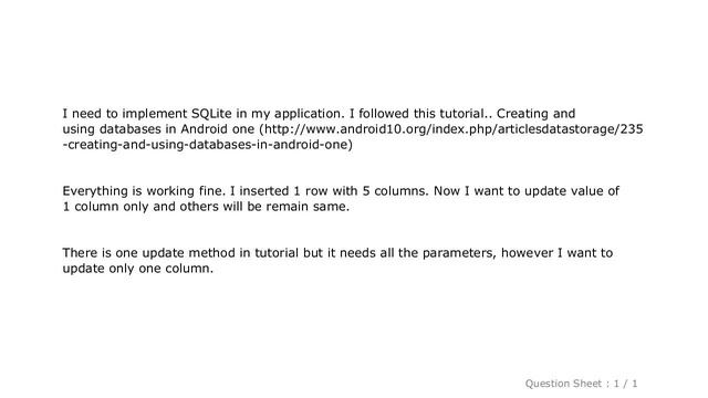 Android : Android SQLite: Update Statement смотреть онлайн