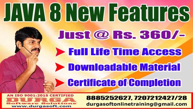 DURGASOFT Java 8 New Features Videos Just @ Rs 360/- смотреть онлайн