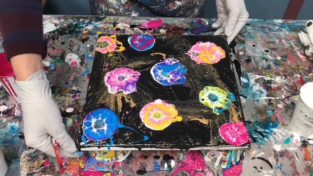 Acrylic Pour Painting: Floating Flowers - Blown Puddle Technique смотреть онлайн