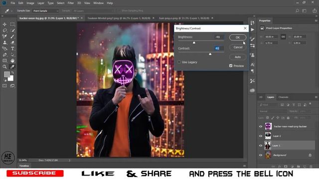 Photoshop 3D Hacker Neon Mask Photo Editing Tutorial ||Hamza Editz смотреть онлайн