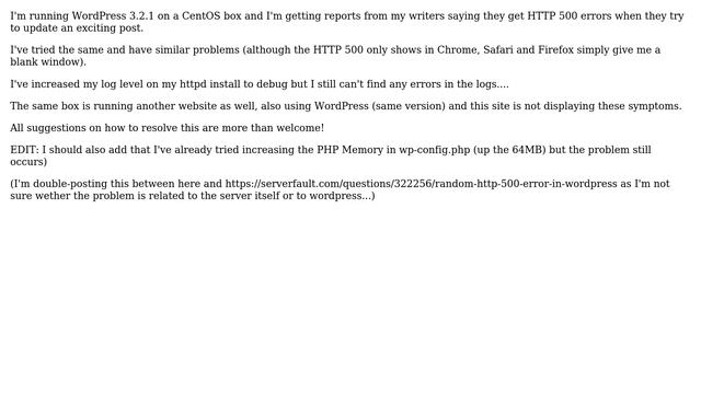 Wordpress: Random HTTP 500 error in WordPress смотреть онлайн