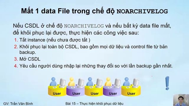Thực hiện phục hồi Cơ sở dữ liệu - Khi mất control file, redo log, datafile (15.2) | Oracle Databas смотреть онлайн