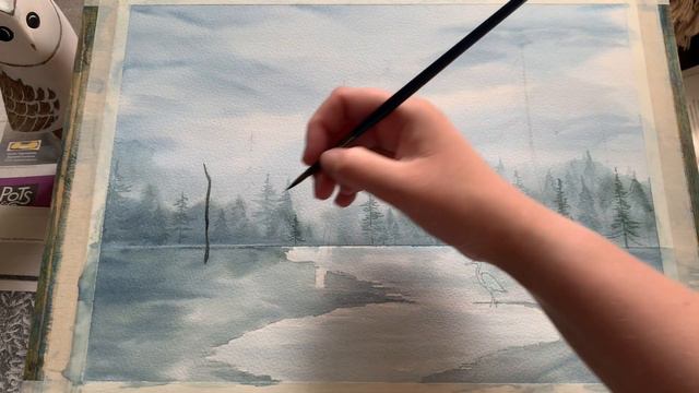Misty Forest & Lake Landscape Tutorial with White Heron/Egret, Atmospheric Watercolor Painting Idea смотреть онлайн