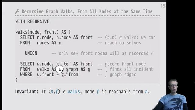 Advanced SQL — Chapter #06 — Video #43 — Use case: connected components in an undirected graph смотреть онлайн