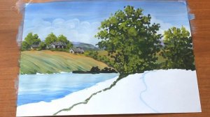 Как нарисовать ПОЭТАПНО летний пейзаж гуашью