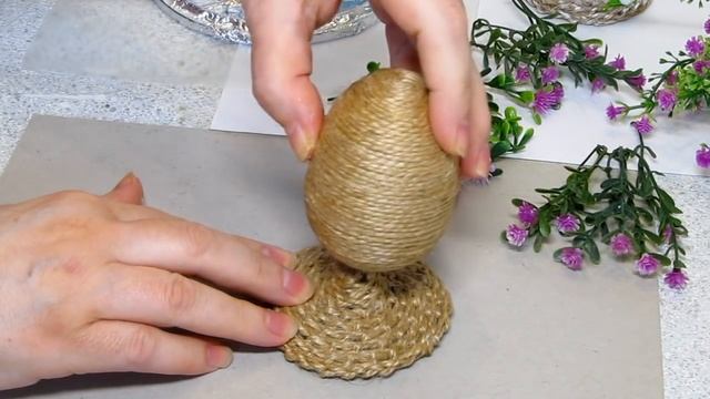 Мастер-Класс. Сувенирное яйцо из джута / шпагата. 2 способа оформления. смотреть онлайн