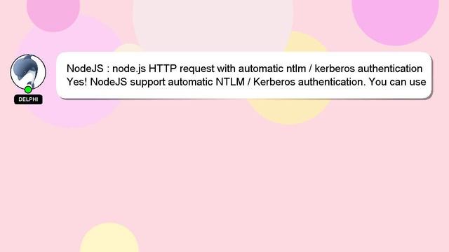 NodeJS : node.js HTTP request with automatic ntlm / kerberos authentication смотреть онлайн