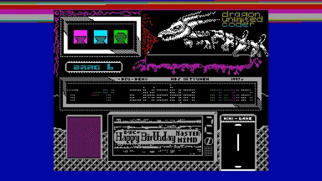 Happy Birthday Master Mind - Hackerz Design Software (Tyumen) 1997 [#zx spectrum AY Music Demo] смотреть онлайн