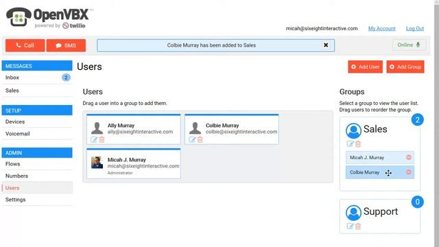 OpenVBX Material theme demo смотреть онлайн