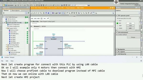 PLC S7-300 CPU 315-2DP connect with CP 343-1 Lean